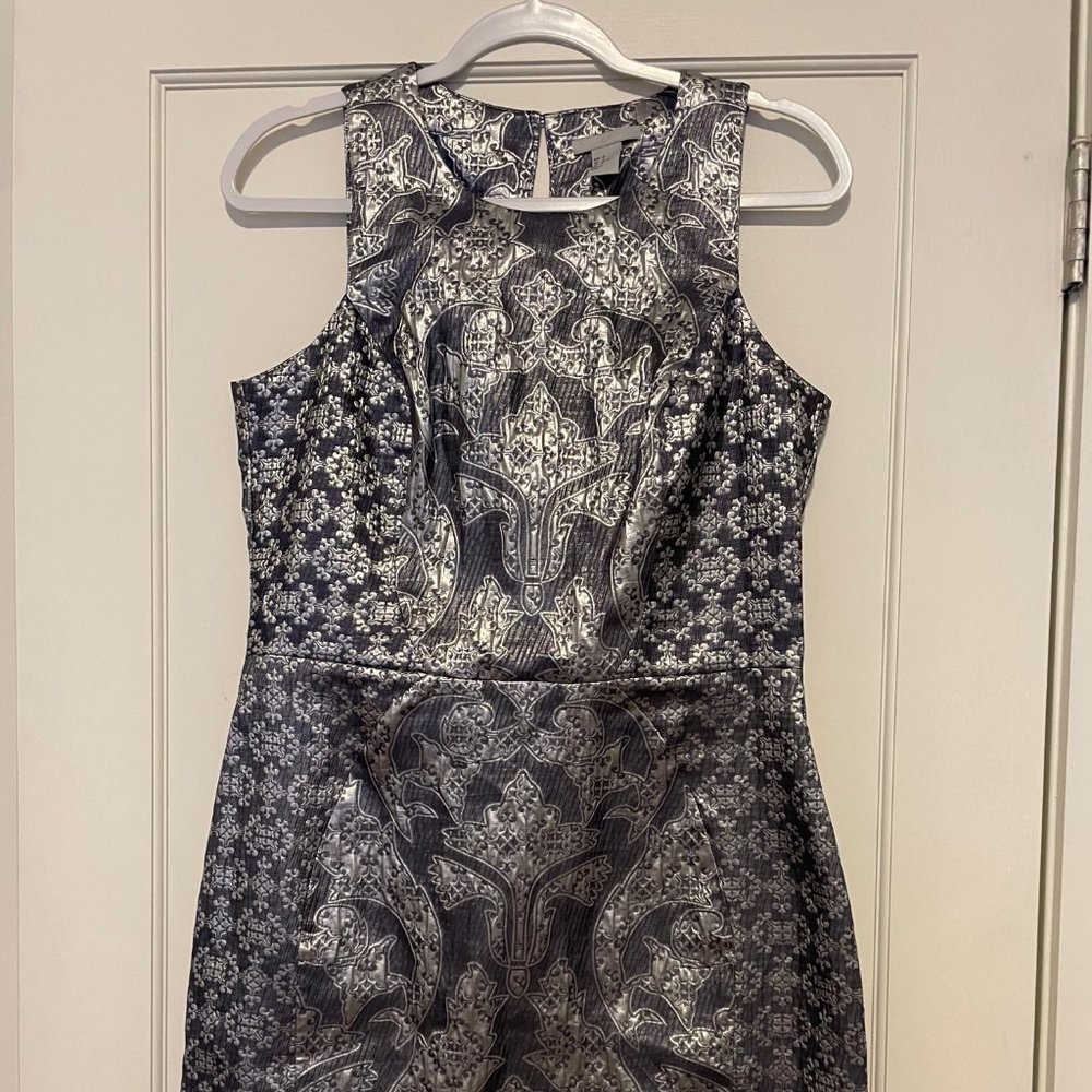Silver and Blue Sleeveless Mini Dress